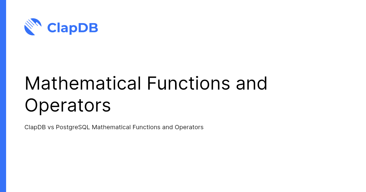 Mathematical functions and operators clapdb docs